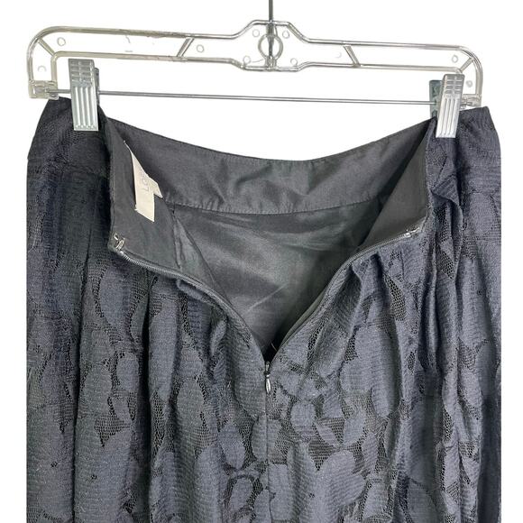 Loft Skirt Womens 4P Black Pleated Laced Overlay Tennis Style Back Zip Flirty - Picture 4 of 12